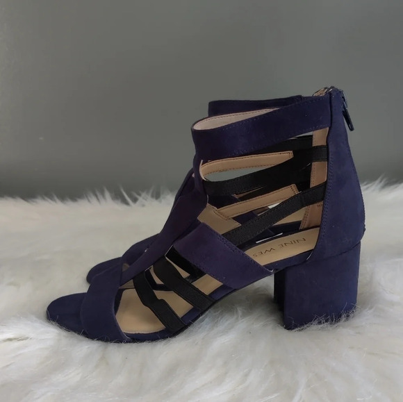 Nine West Giveback Blue and Black Block Heeled Sandal - Picture 4 of 7